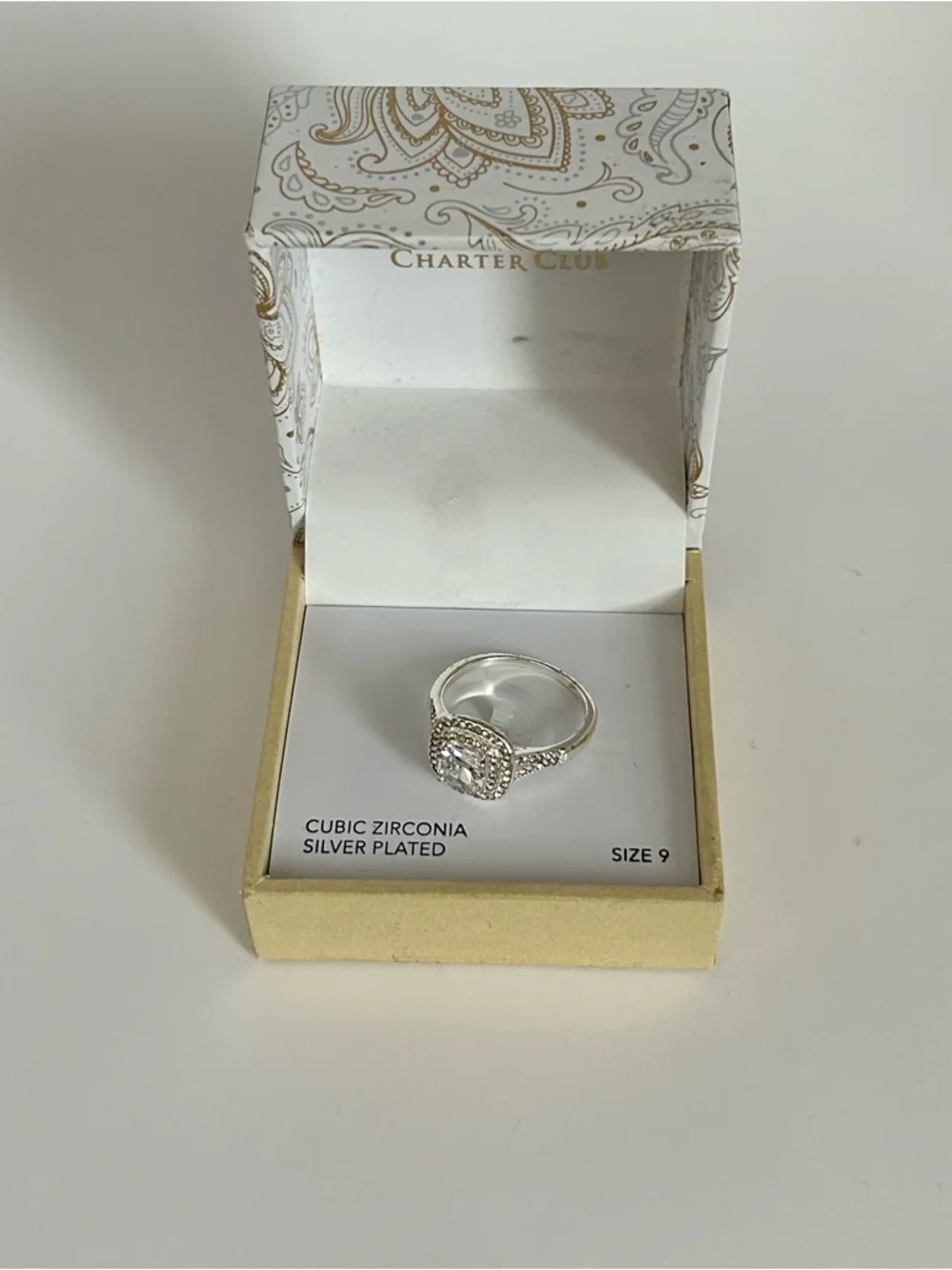 Charter Club Silver-Tone Halo Cubic Zirconia Ring